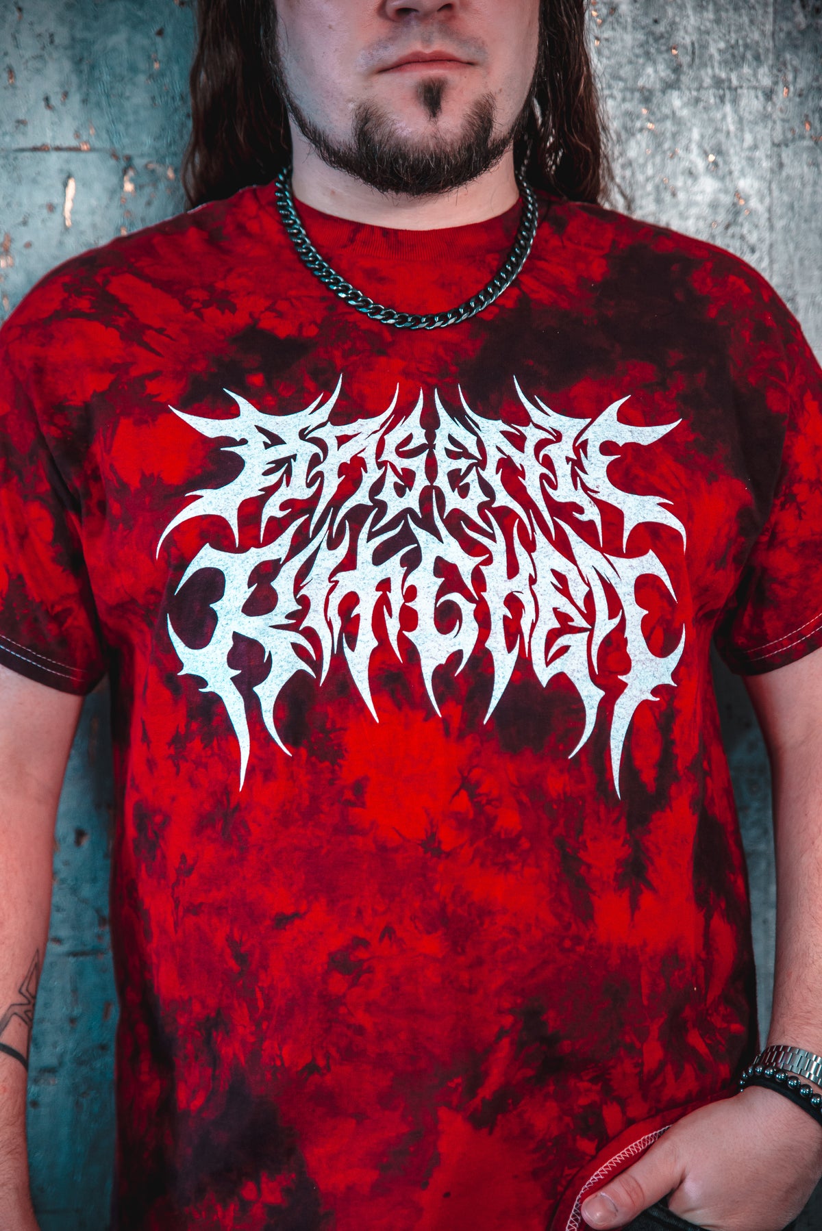 Red Tie Dye Death Metal Logo